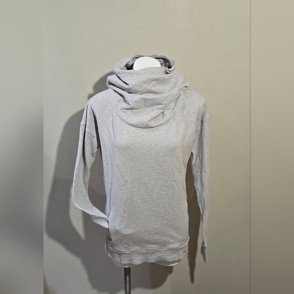 Lululemon Stress Less Pullover Hoodie Scarf Hood Heather Grey Size 4